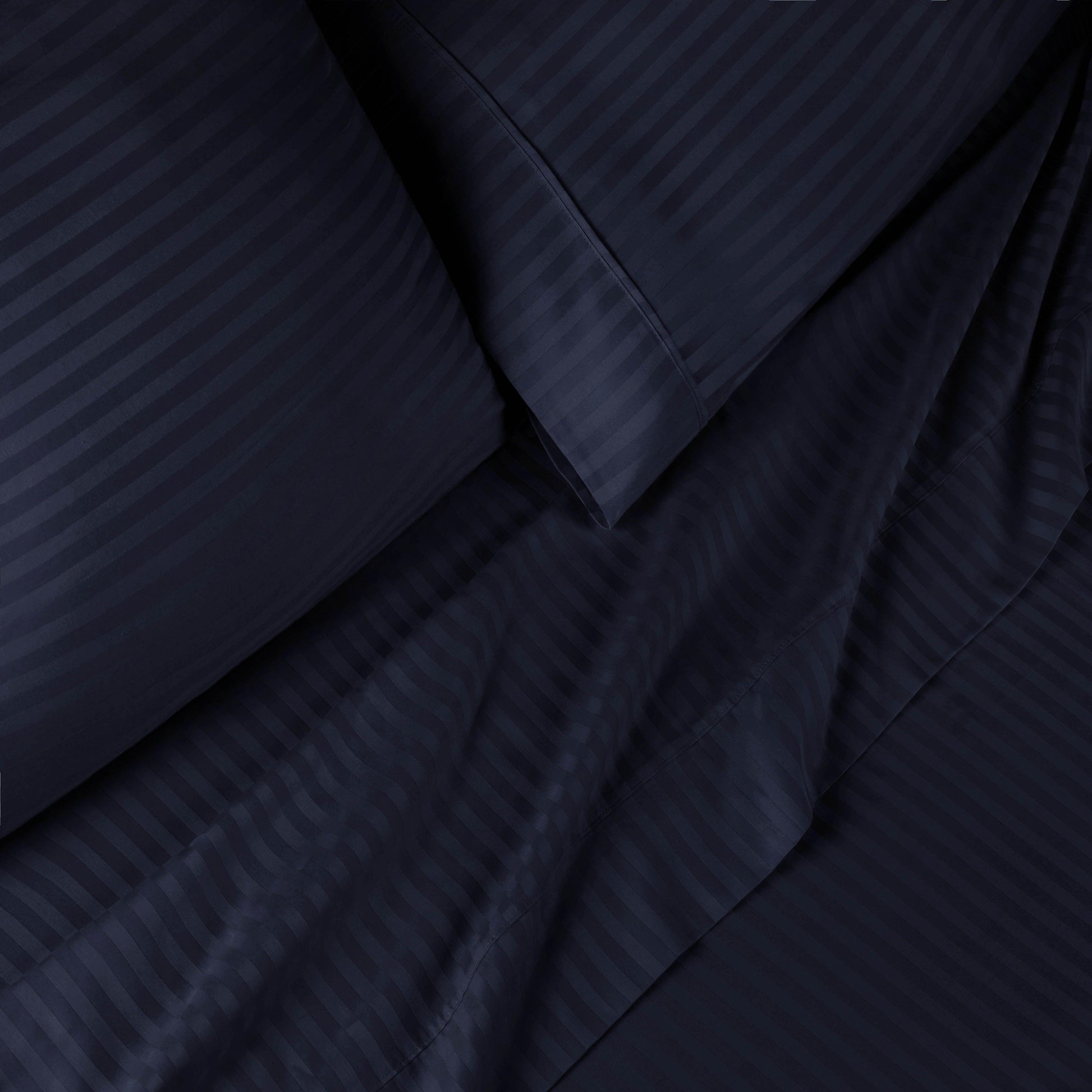 Superior 300 Thread Count Premium Egyptian Cotton Stripe Sheet Set - Navy Blue