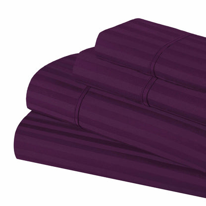 Superior 300 Thread-Count Premium Egyptian Cotton Stripe Sheet Set - Plum