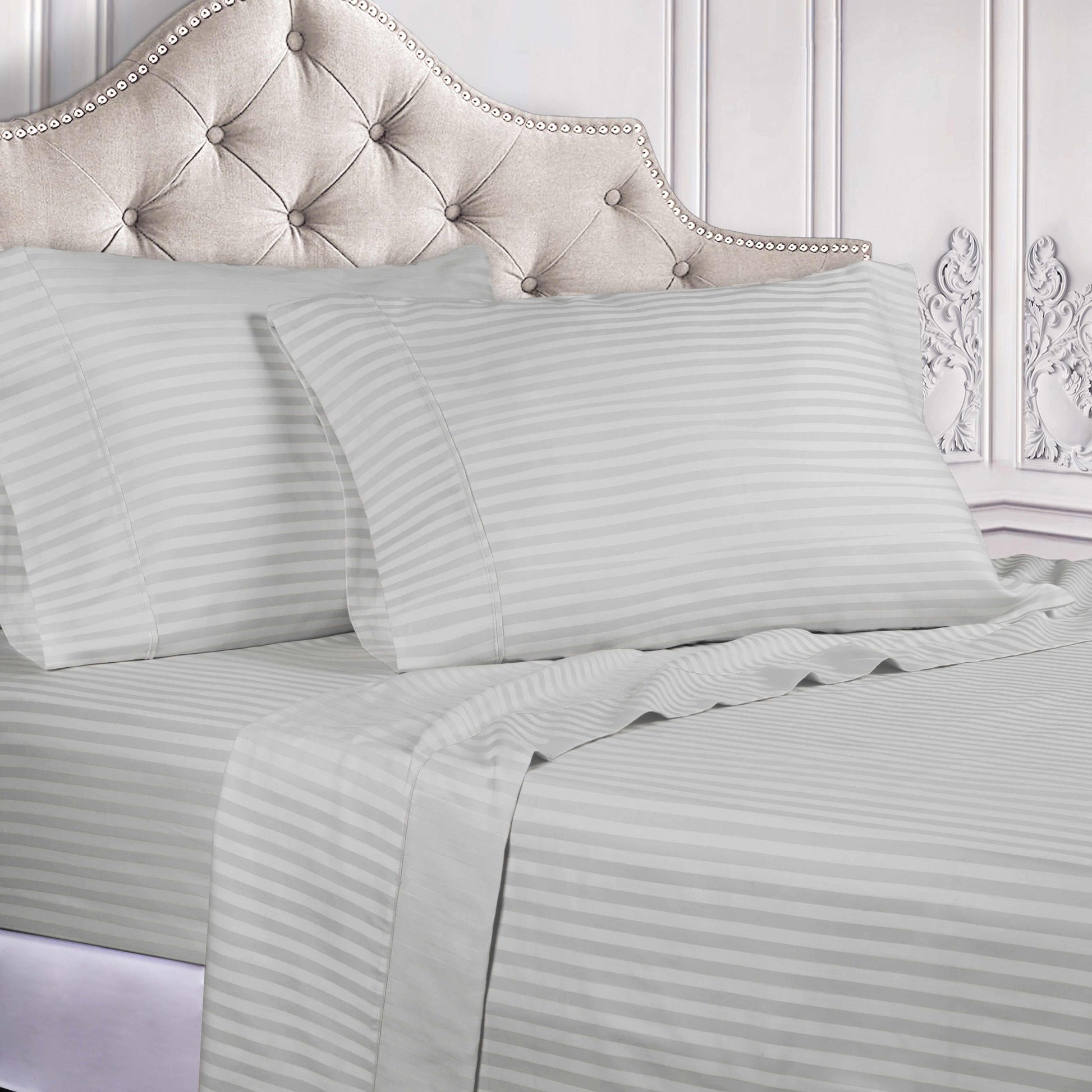 Superior 400 Thread Count Egyptian Cotton Stripe Sheet Set - Ivory