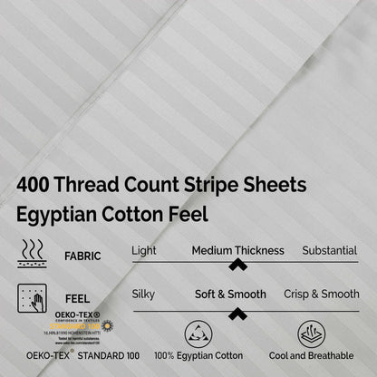 Superior 400 Thread Count Egyptian Cotton Stripe Sheet Set - Platinum