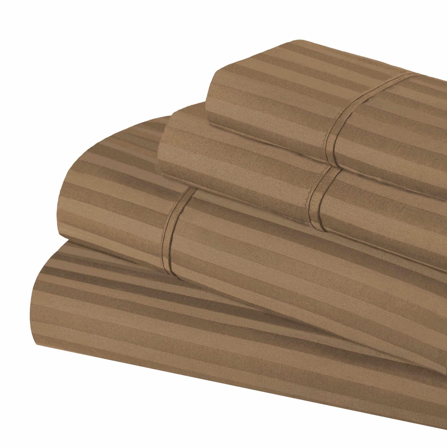 Superior 400 Thread Count Egyptian Cotton Stripe Sheet Set - Taupe