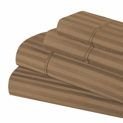 Superior 300 Thread-Count Premium Egyptian Cotton Stripe Sheet Set - Taupe