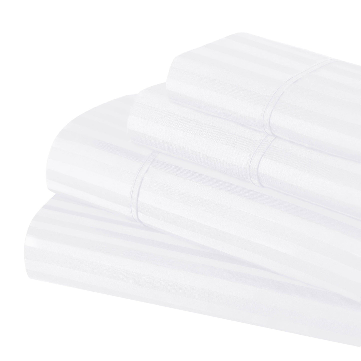 Superior 300 Thread Count Premium Egyptian Cotton Stripe Sheet Set - White