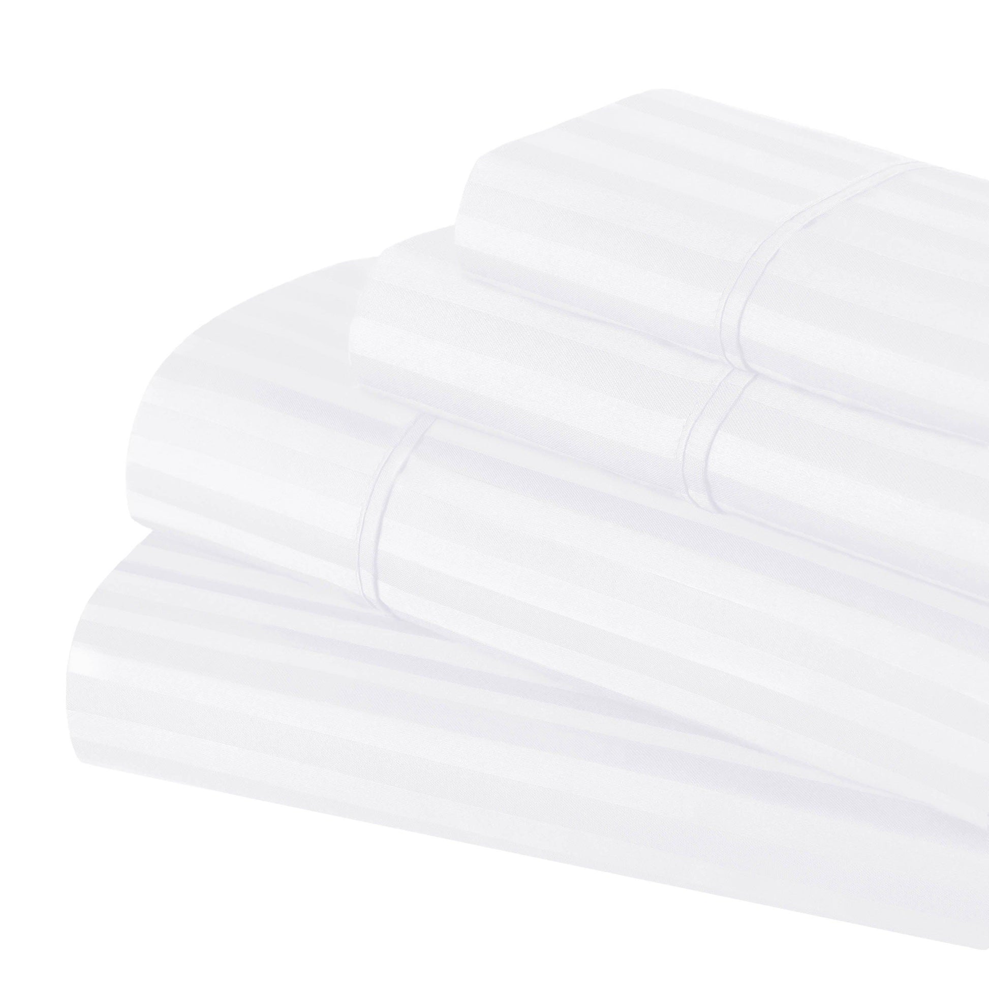 Superior 300 Thread Count Premium Egyptian Cotton Stripe Sheet Set - White