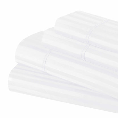 Superior 300 Thread-Count Premium Egyptian Cotton Stripe Sheet Set - White