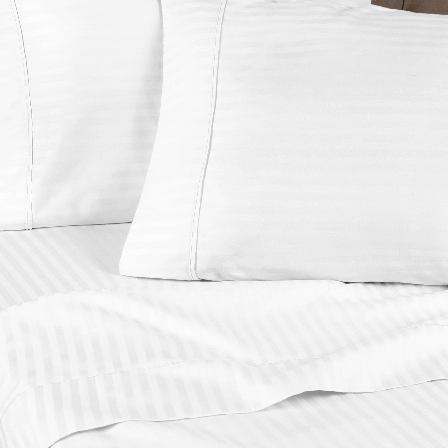 Superior 300 Thread Count Premium Egyptian Cotton Stripe Sheet Set - White