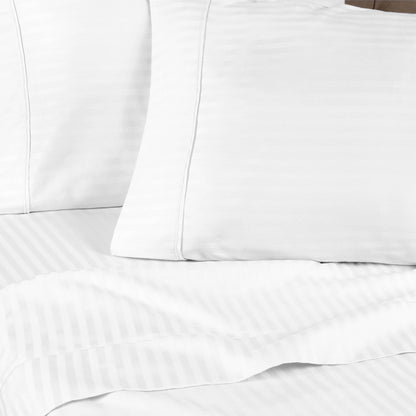 Superior 300 Thread Count Premium Egyptian Cotton Stripe Sheet Set - White