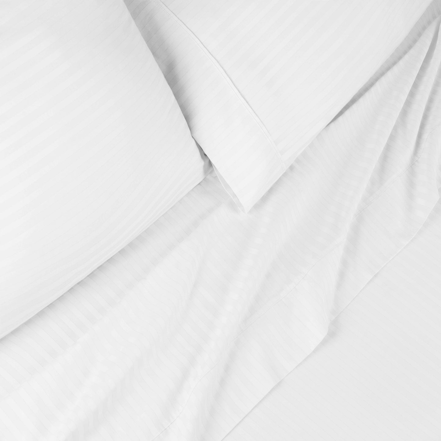 Superior 300 Thread Count Premium Egyptian Cotton Stripe Sheet Set - White