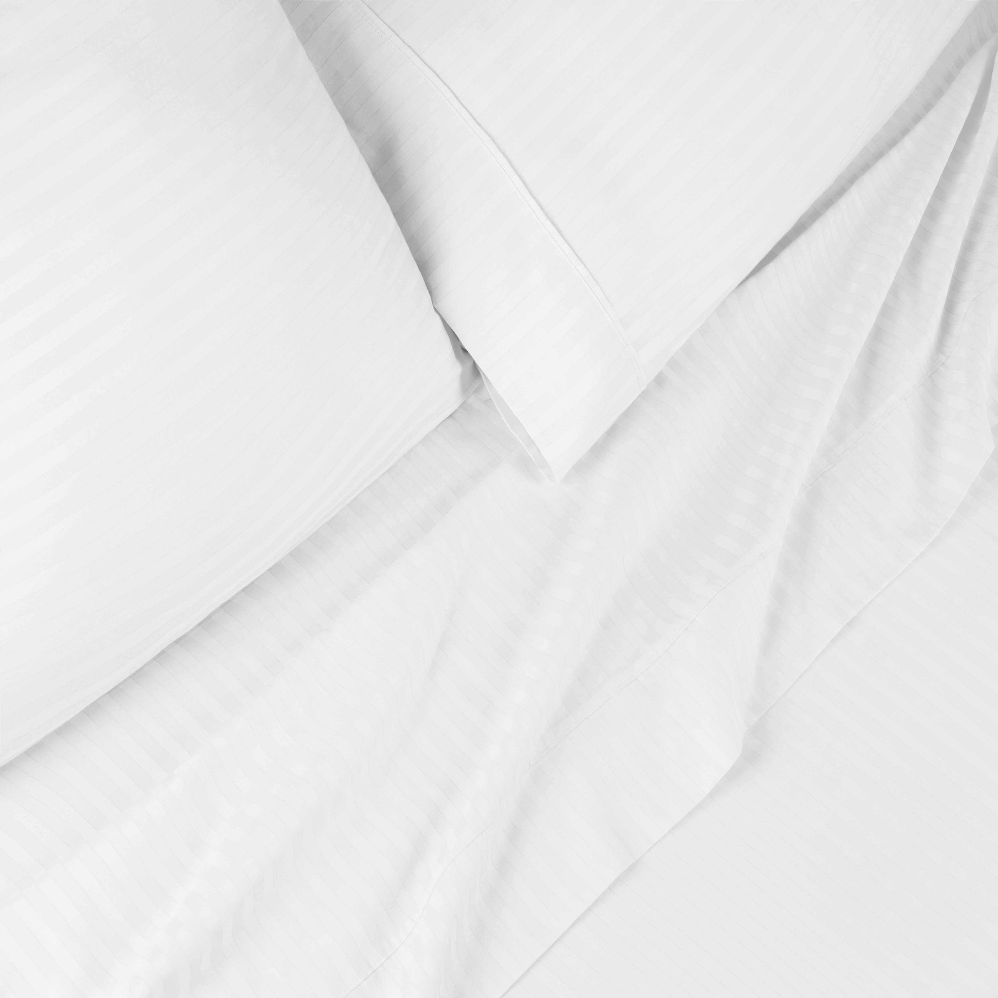 Superior 300 Thread-Count Premium Egyptian Cotton Stripe Sheet Set - White