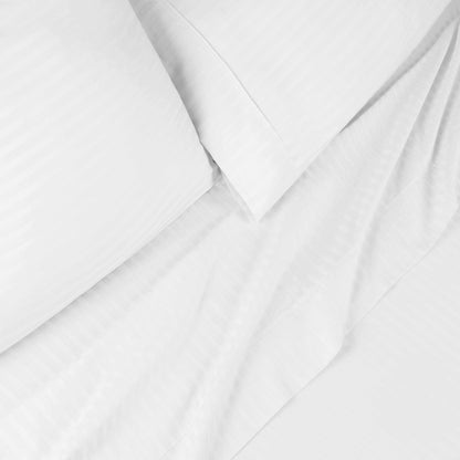 Superior 300 Thread-Count Premium Egyptian Cotton Stripe Sheet Set - White