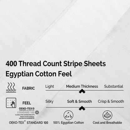 Superior 400 Thread Count Egyptian Cotton Stripe Sheet Set - White