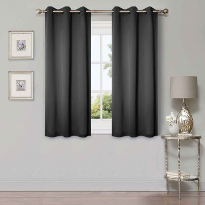 Solid Machine Washable Room Darkening Blackout Curtains, Set of 2 - Gray