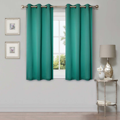 Solid Machine Washable Room Darkening Blackout Curtains, Set of 2 - CeruleanBlue