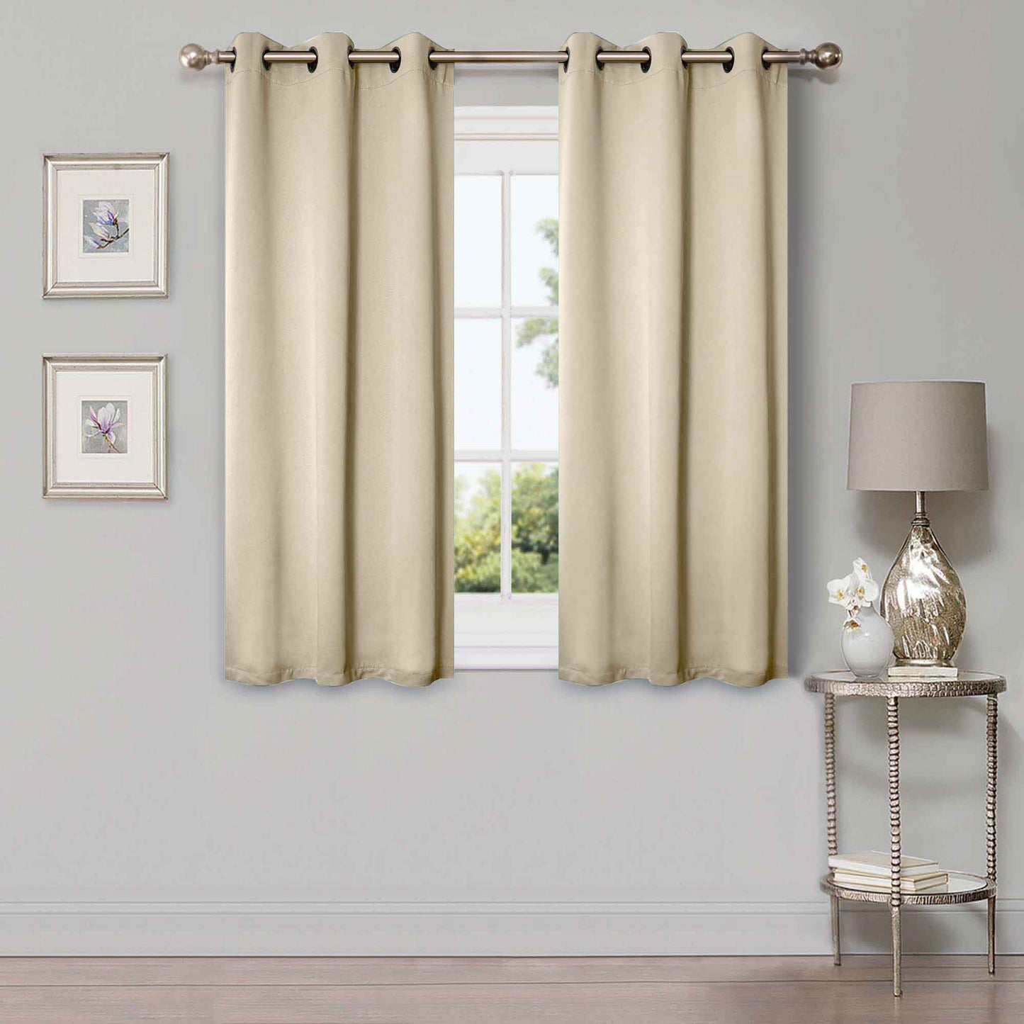 Solid Machine Washable Room Darkening Blackout Curtains, Set of 2 - Ivory