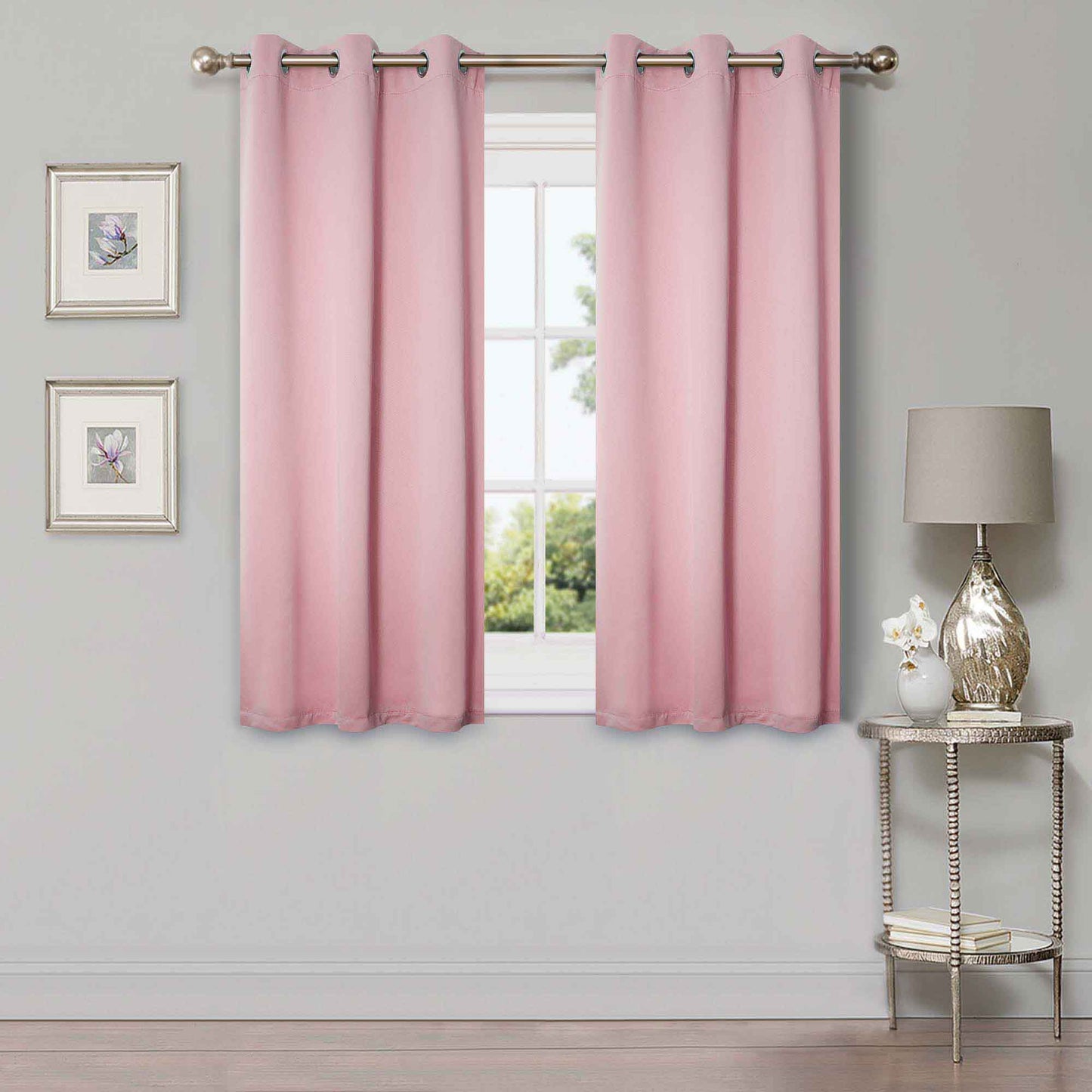 Solid Machine Washable Room Darkening Blackout Curtains, Set of 2 - MauveChalk