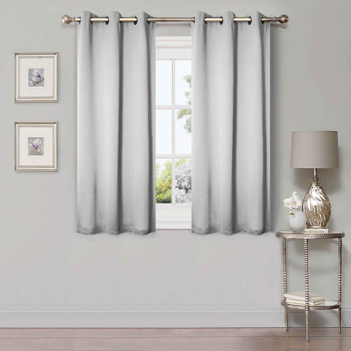 Solid Machine Washable Room Darkening Blackout Curtains, Set of 2 - Chrome