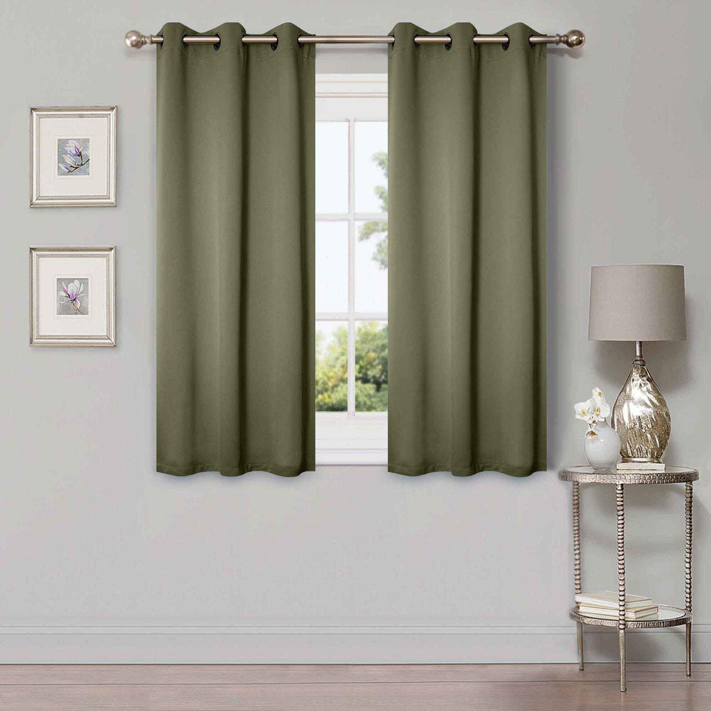Solid Room Darkening Rod Pocket Blackout Curtain Panels, Set of 2