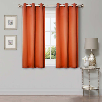 Solid Machine Washable Room Darkening Blackout Curtains, Set of 2 - Rust