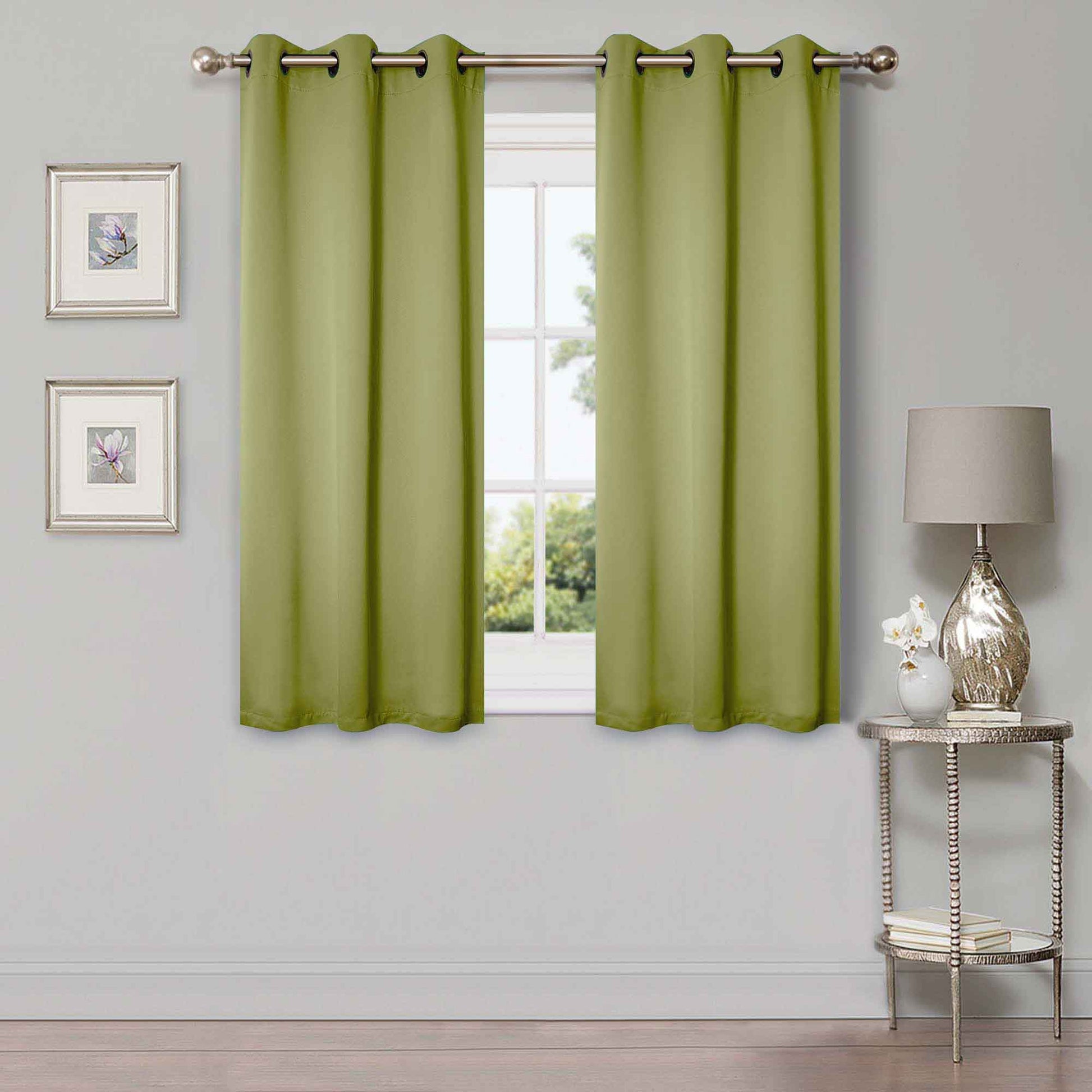 Solid Machine Washable Room Darkening Blackout Curtains, Set of 2 - Sage