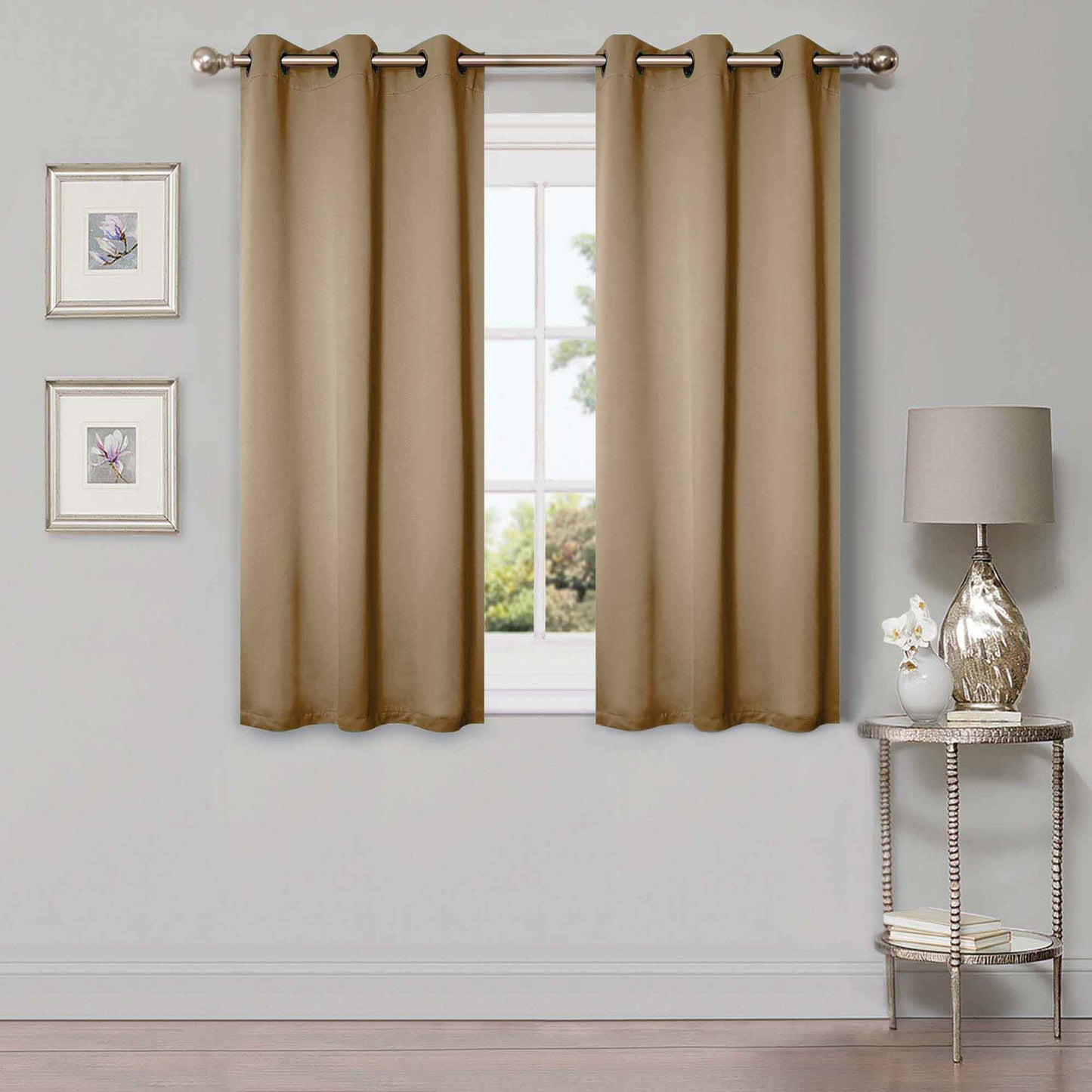 Solid Machine Washable Room Darkening Blackout Curtains, Set of 2 - SmokeyAsh