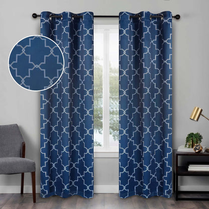 Imperial Trellis Grommet Header Blackout Curtain Panel Set