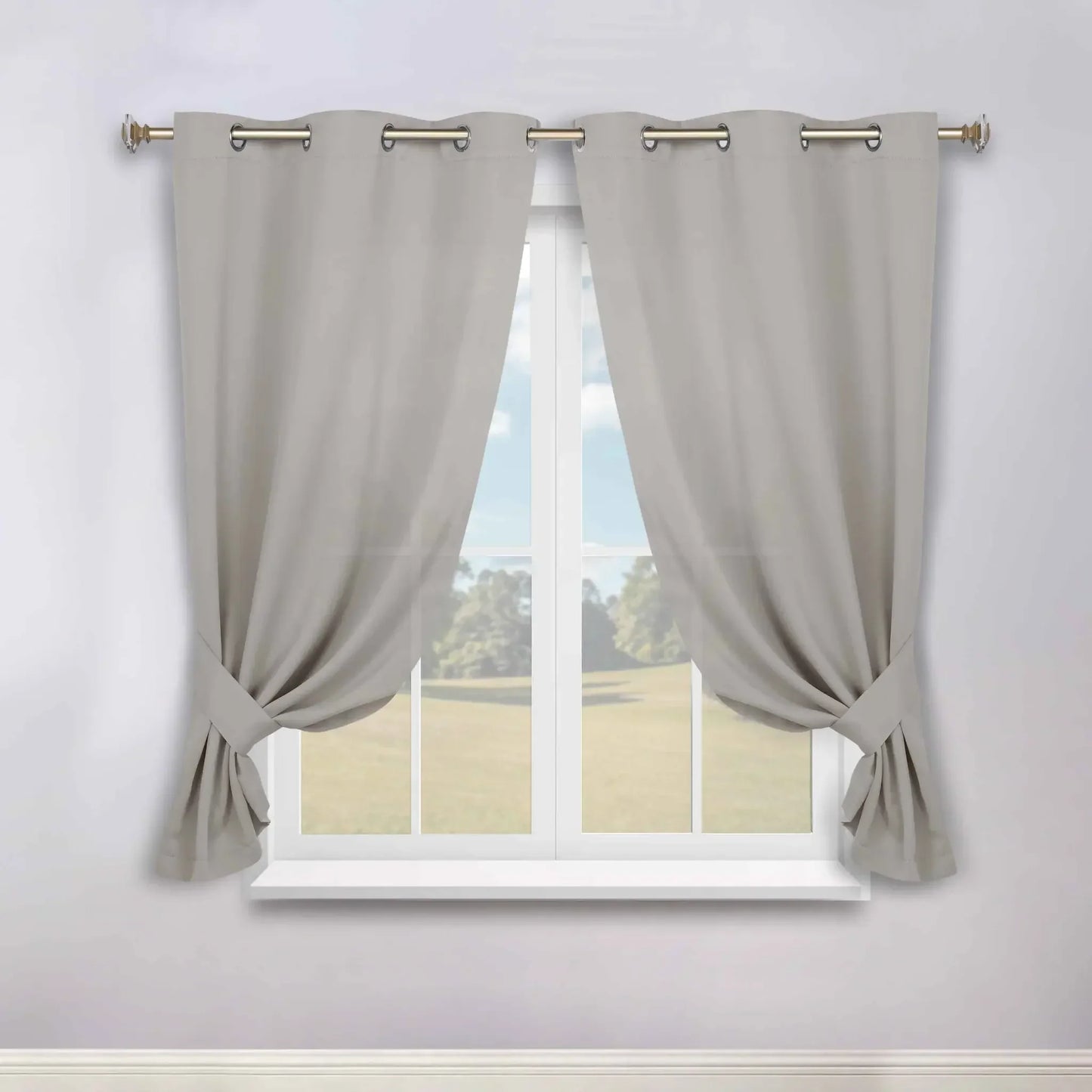 Classic Modern Solid Room Darkening Blackout Curtain Panels, Set of 2