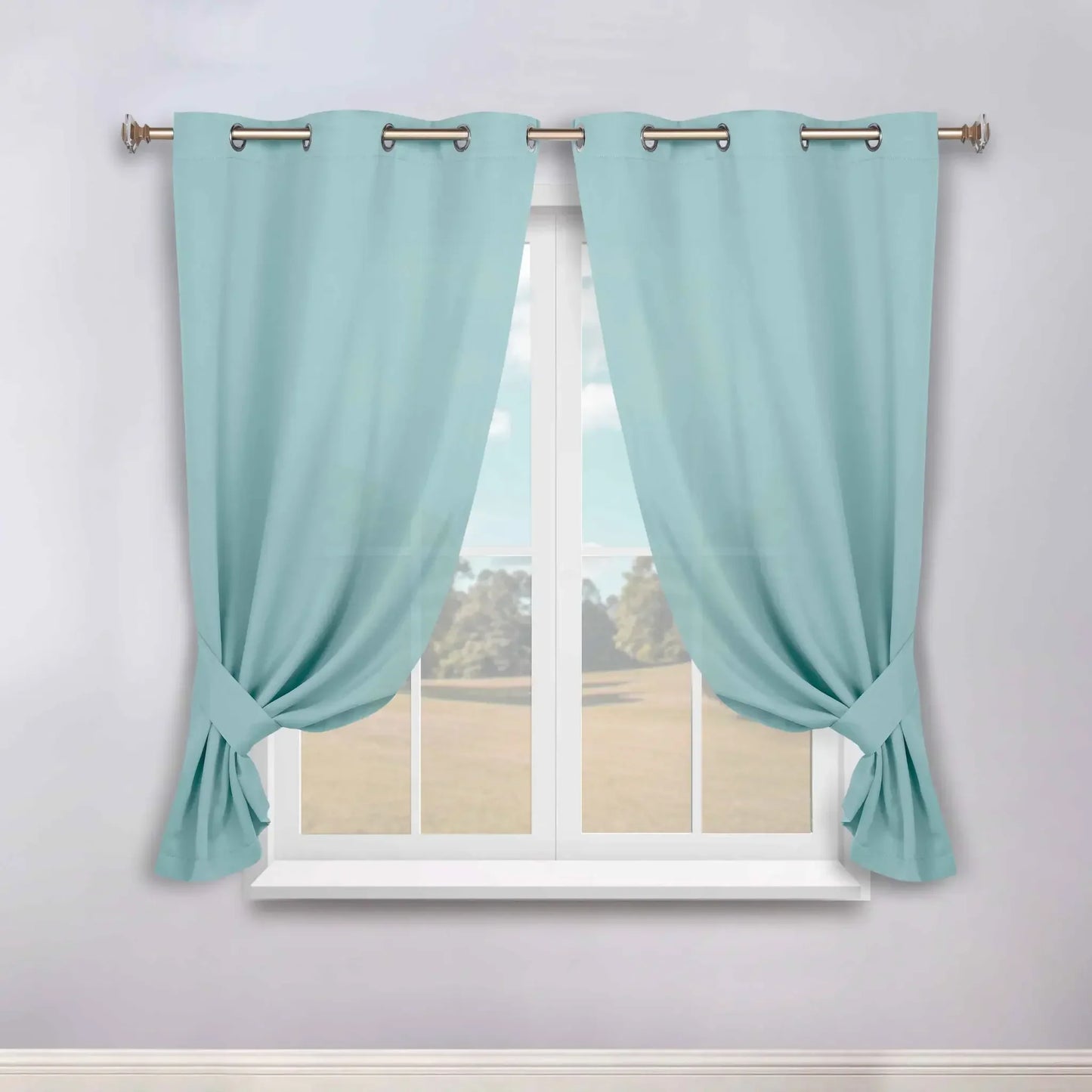 Classic Modern Solid Room Darkening Blackout Curtain Panels, Set of 2