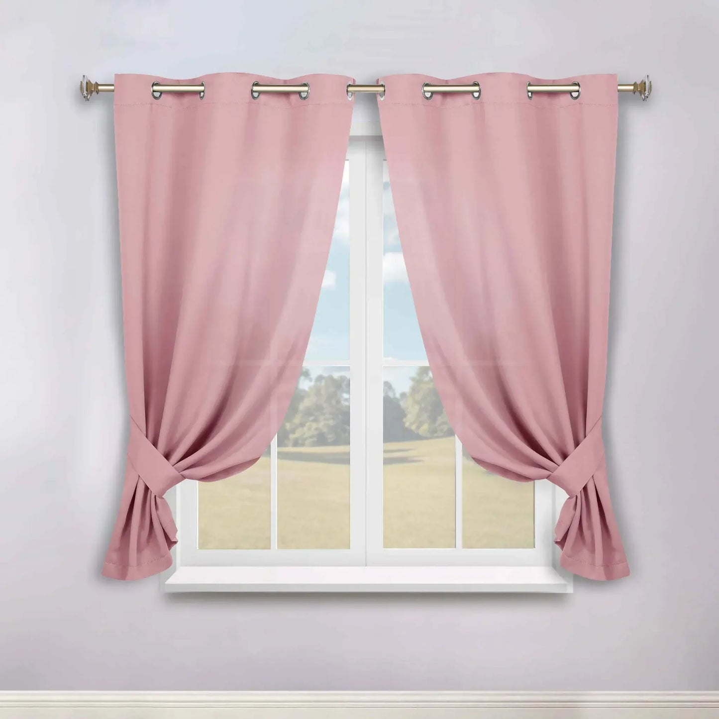 Classic Modern Solid Room Darkening Blackout Curtain Panels, Set of 2