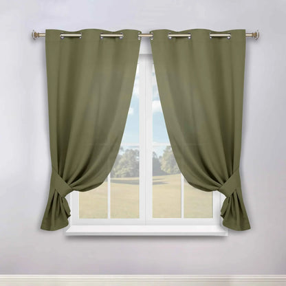Classic Modern Solid Room Darkening Blackout Curtain Panels, Set of 2