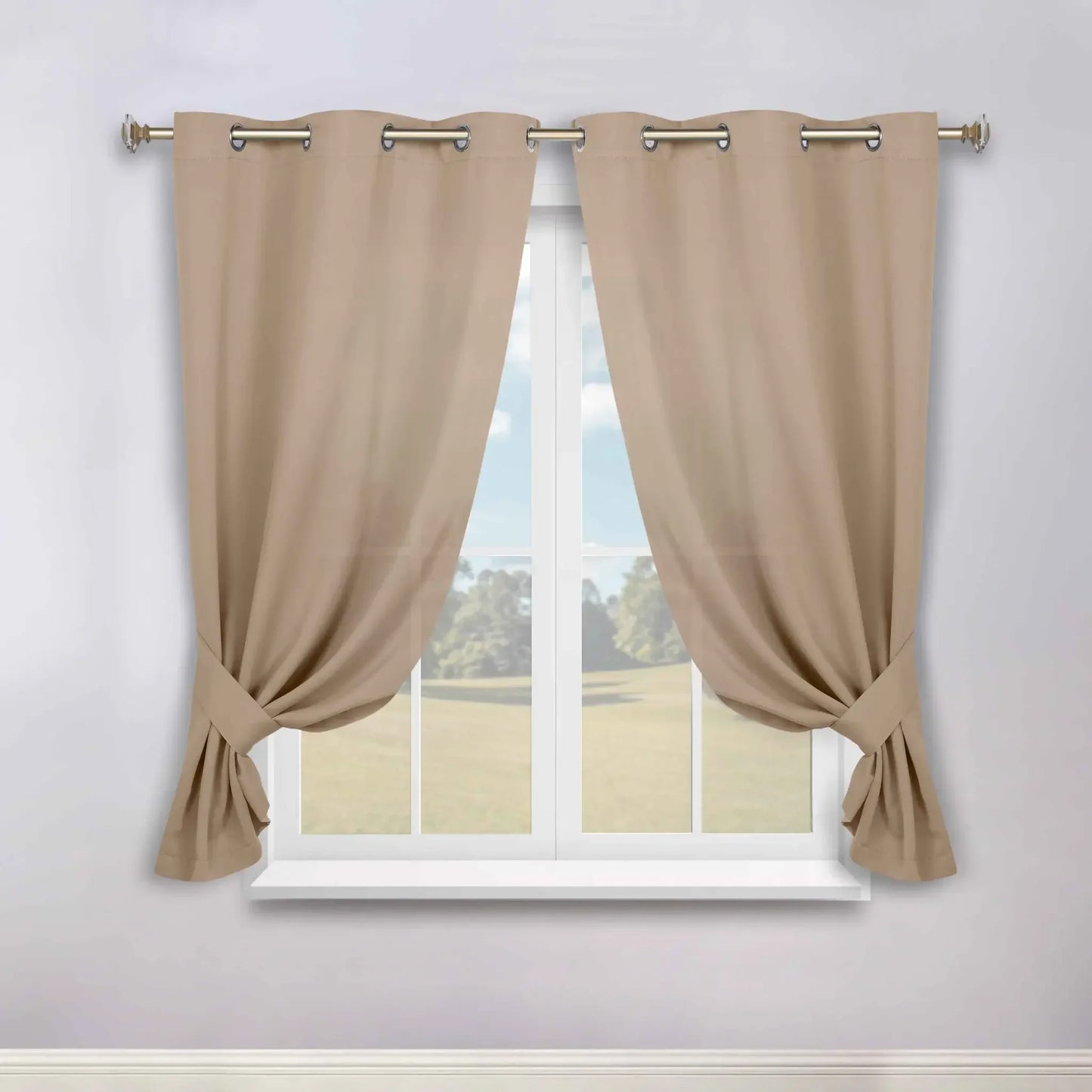 Classic Modern Solid Room Darkening Blackout Curtain Panels, Set of 2