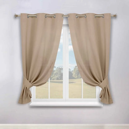 Classic Modern Solid Room Darkening Blackout Curtain Panels, Set of 2