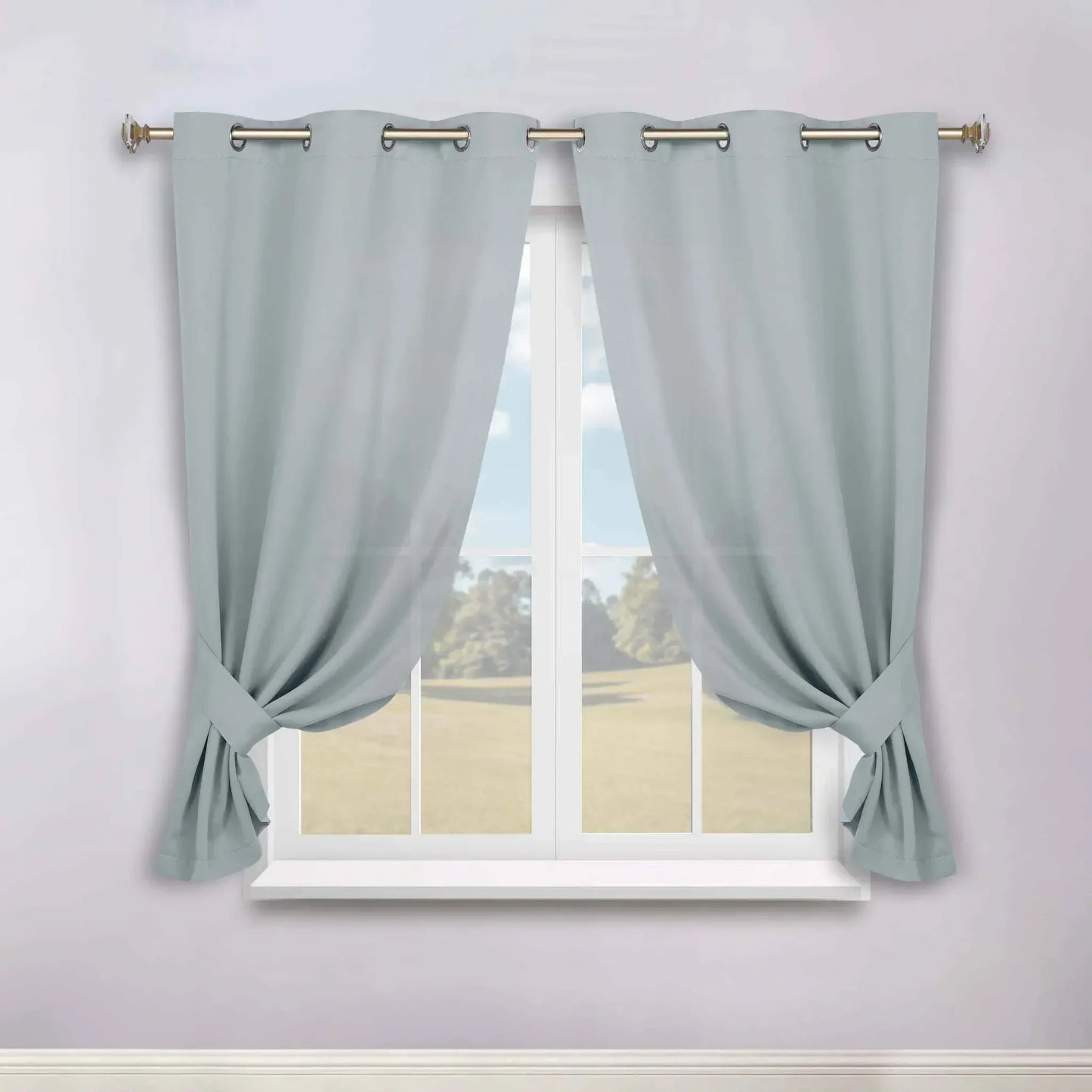 Classic Modern Solid Room Darkening Blackout Curtain Panels, Set of 2