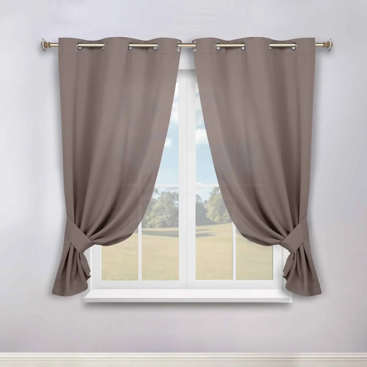 Classic Modern Solid Room Darkening Blackout Curtain Panels, Set of 2