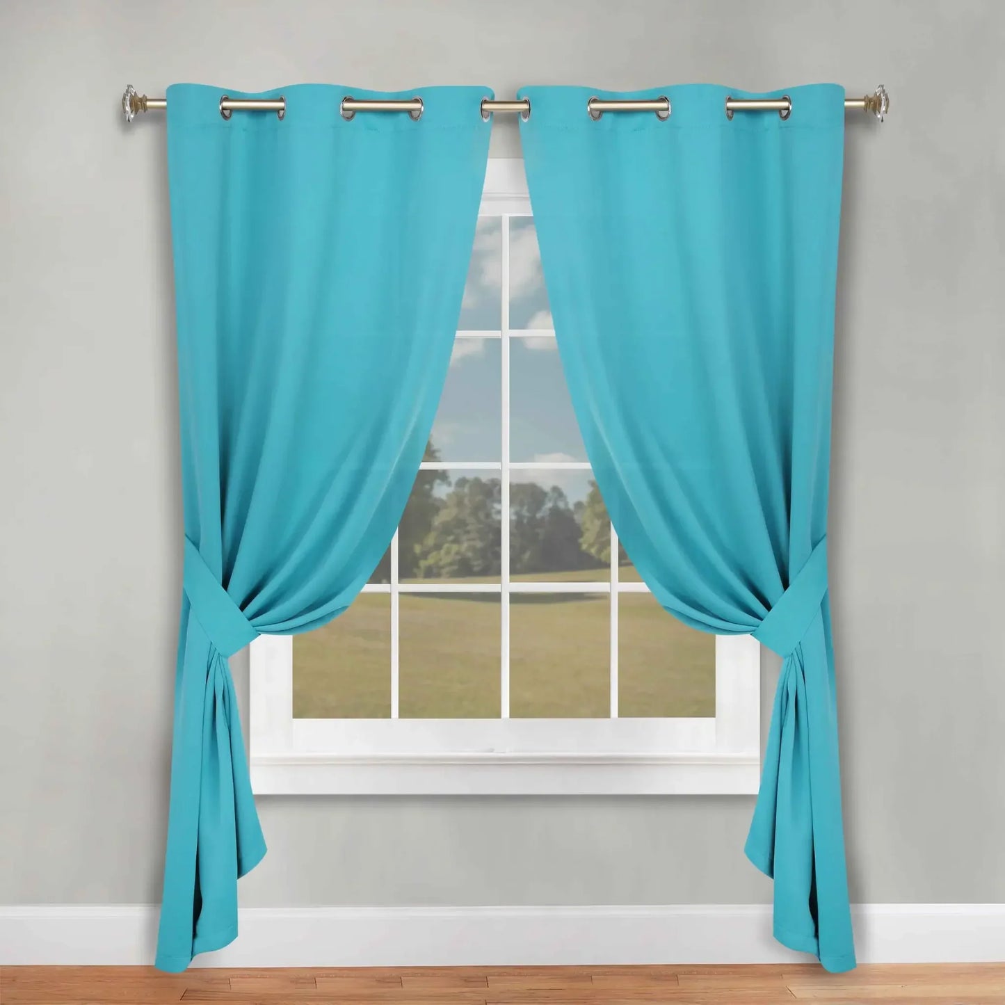 Classic Modern Solid Room Darkening Blackout Curtain Panels, Set of 2