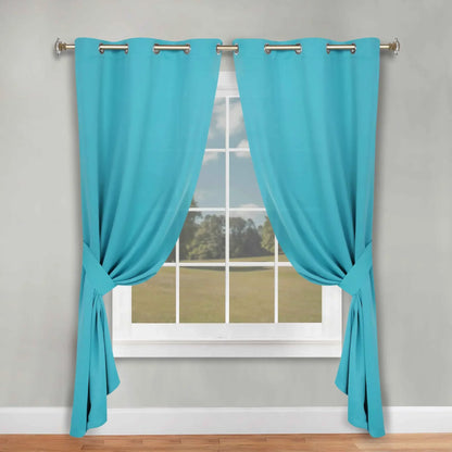 Classic Modern Solid Room Darkening Blackout Curtain Panels, Set of 2