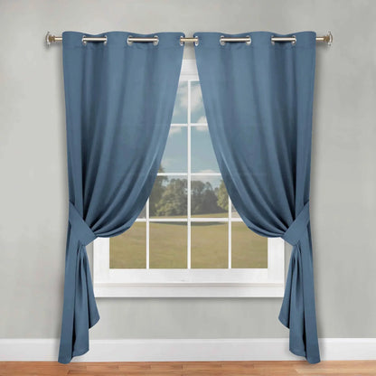 Classic Modern Solid Room Darkening Blackout Curtain Panels, Set of 2
