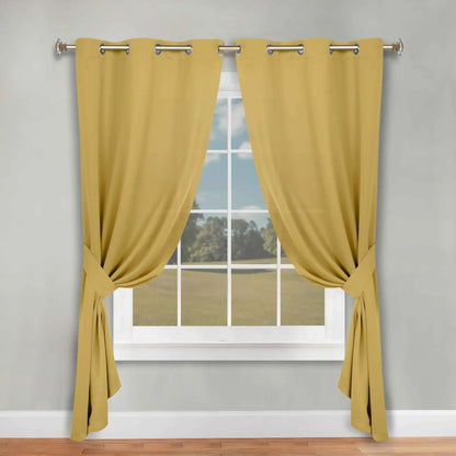 Classic Modern Solid Room Darkening Blackout Curtain Panels, Set of 2