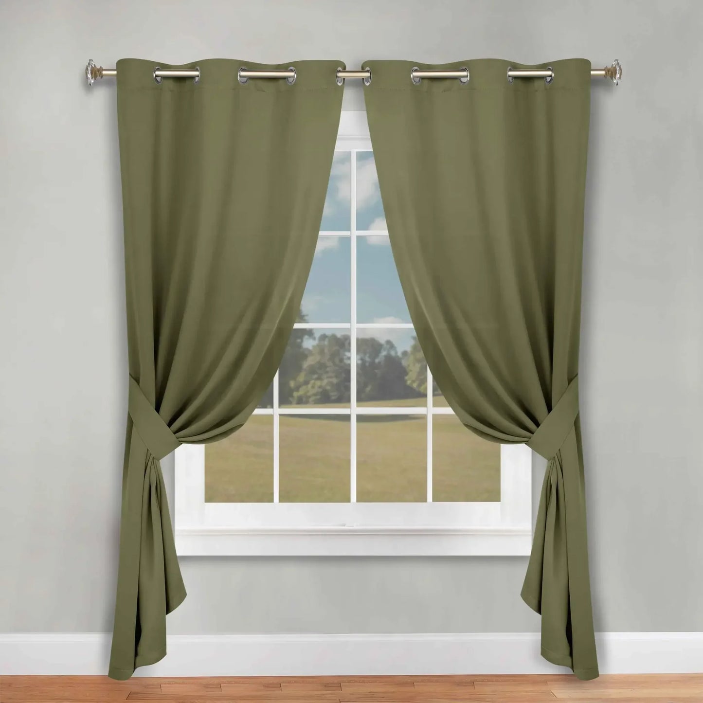 Classic Modern Solid Room Darkening Blackout Curtain Panels, Set of 2