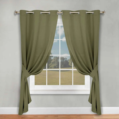 Classic Modern Solid Room Darkening Blackout Curtain Panels, Set of 2