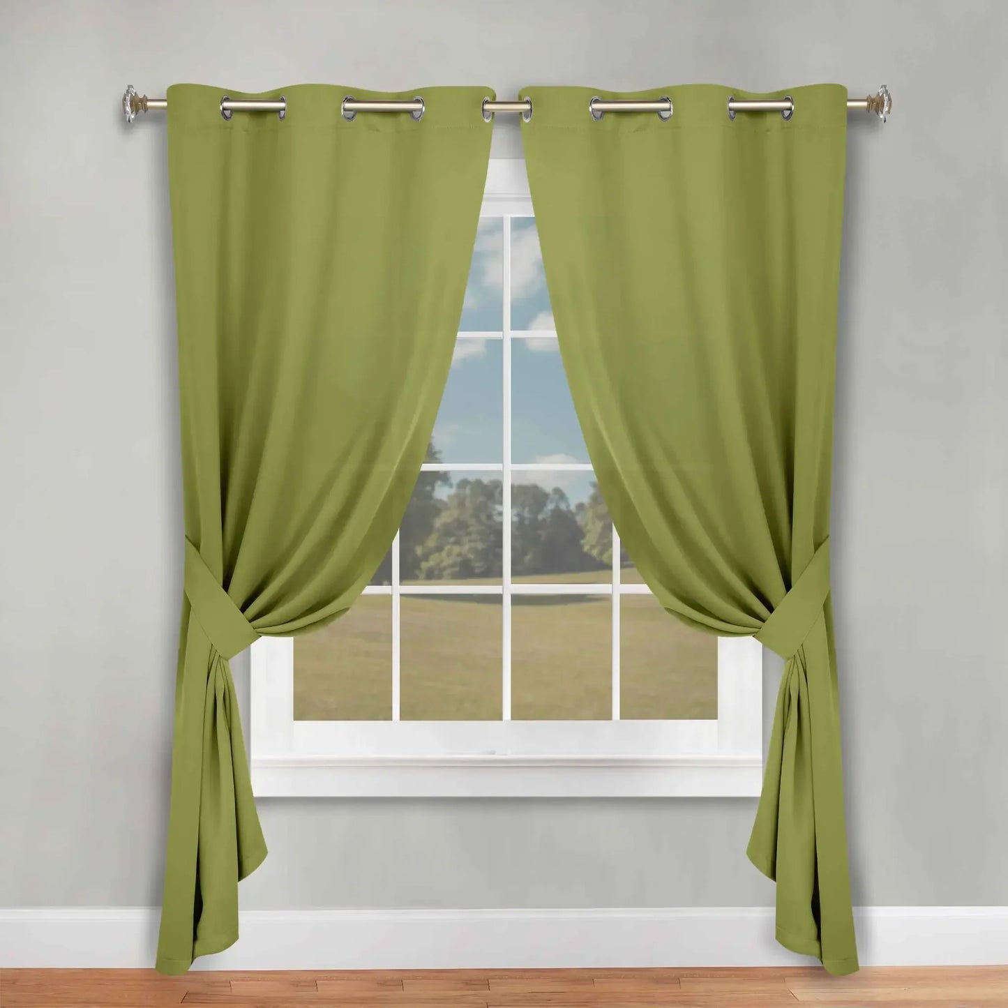 Classic Modern Solid Room Darkening Blackout Curtain Panels, Set of 2