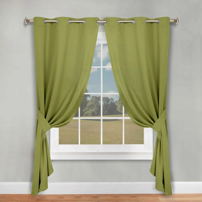 Classic Modern Solid Room Darkening Blackout Curtain Panels, Set of 2