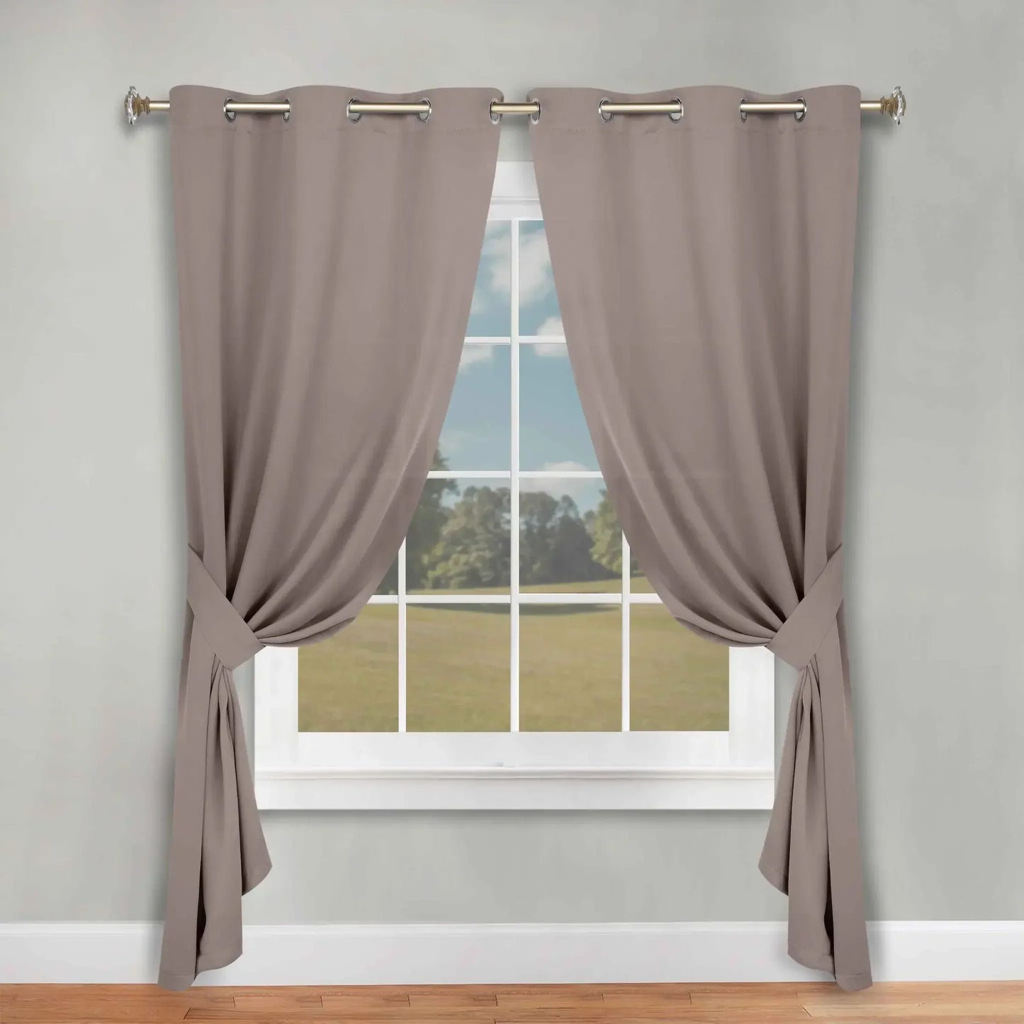 Classic Modern Solid Room Darkening Blackout Curtain Panels, Set of 2