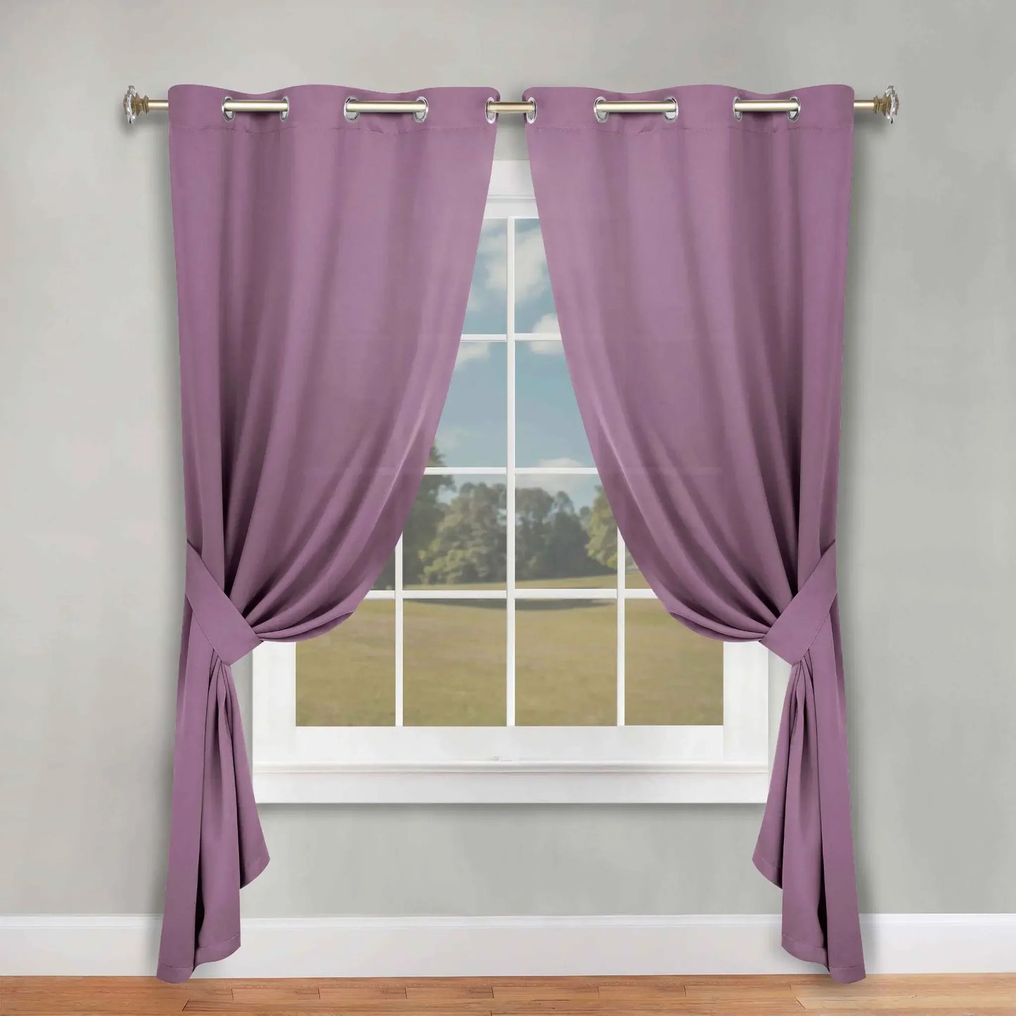 Classic Modern Solid Room Darkening Blackout Curtain Panels, Set of 2
