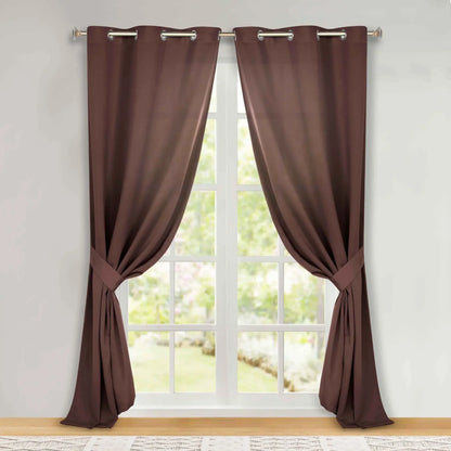 Classic Modern Solid Room Darkening Blackout Curtain Panels, Set of 2