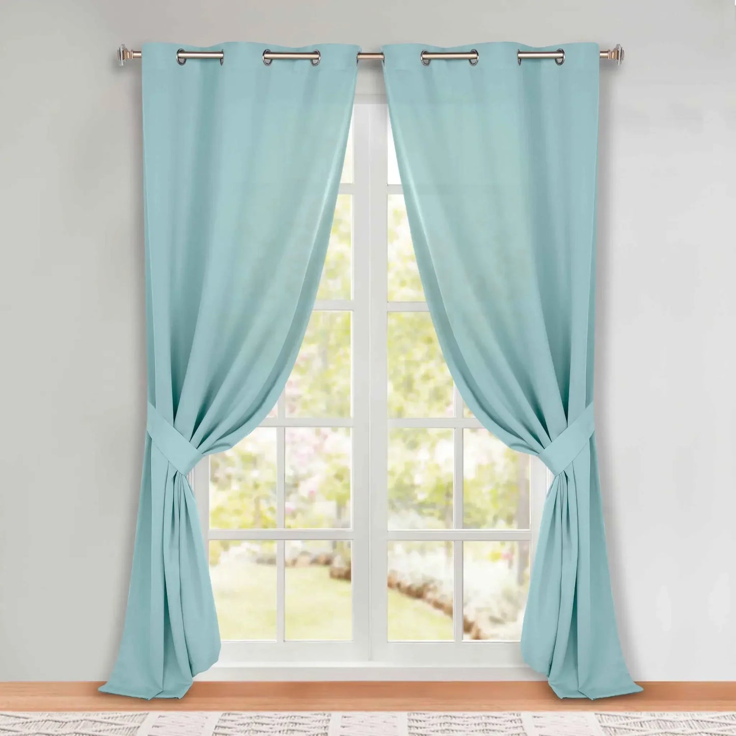 Classic Modern Solid Room Darkening Blackout Curtain Panels, Set of 2