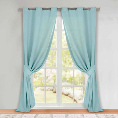 Classic Modern Solid Room Darkening Blackout Curtain Panels, Set of 2