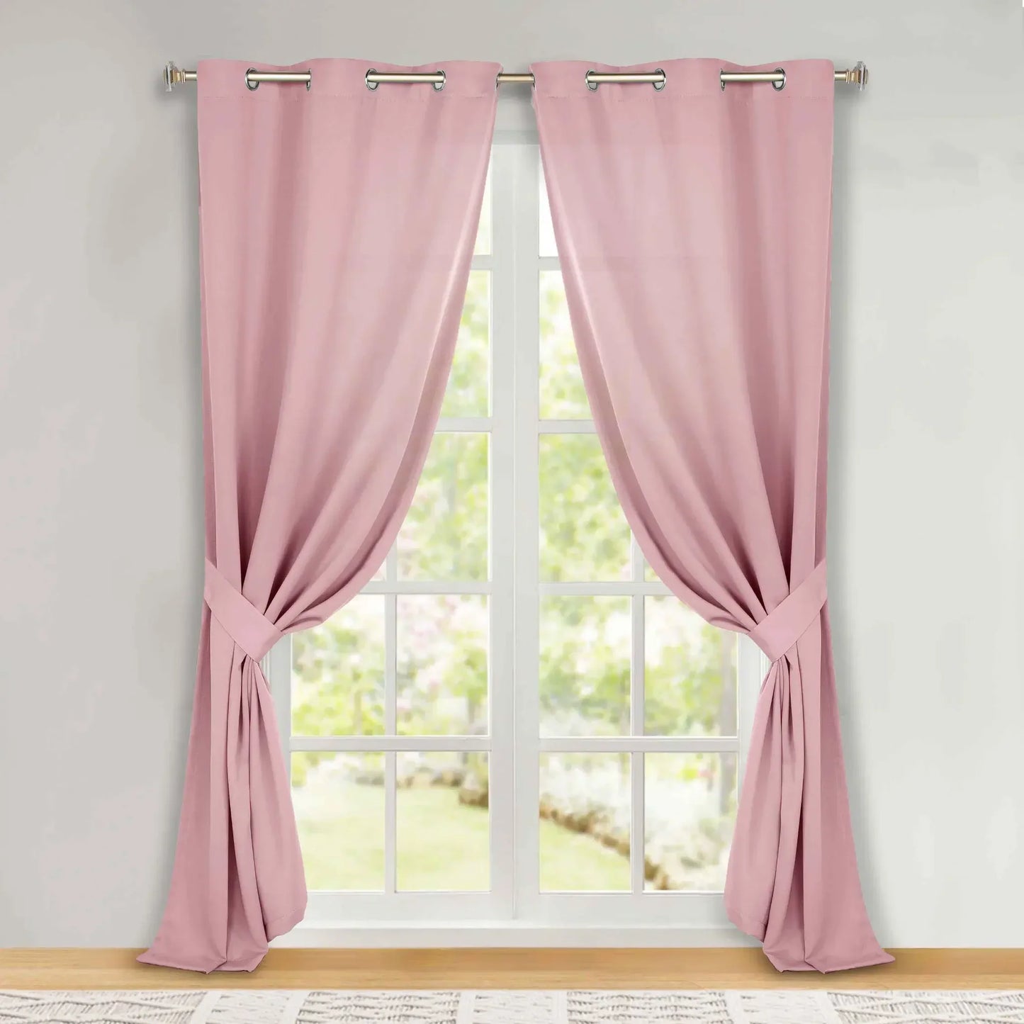 Classic Modern Solid Room Darkening Blackout Curtain Panels, Set of 2
