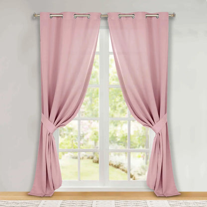 Classic Modern Solid Room Darkening Blackout Curtain Panels, Set of 2