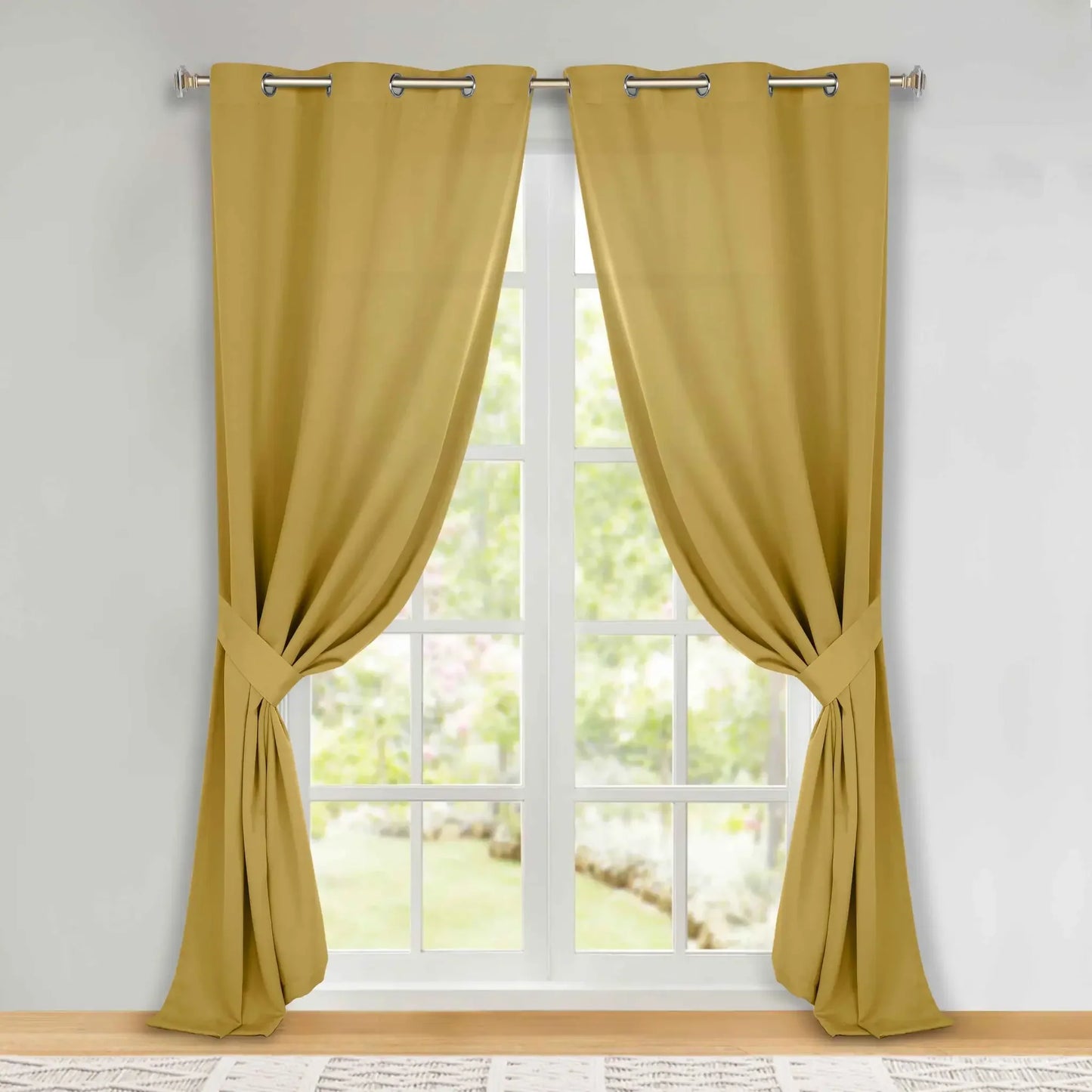 Classic Modern Solid Room Darkening Blackout Curtain Panels, Set of 2