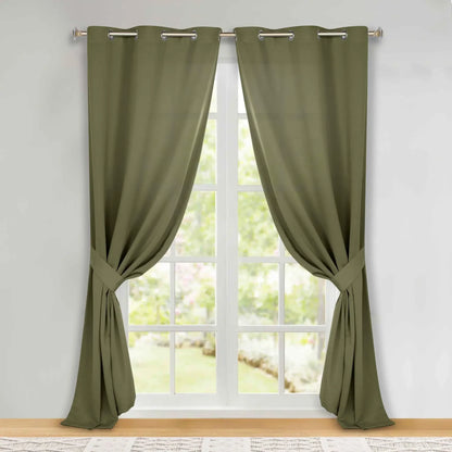 Classic Modern Solid Room Darkening Blackout Curtain Panels, Set of 2